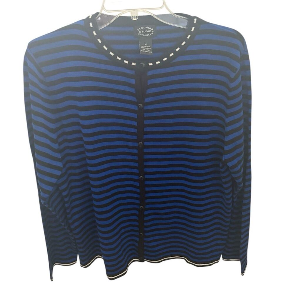 Designers studio Women's Striped Cardigan Sweater Multicolor Size M Long Sleeve‎